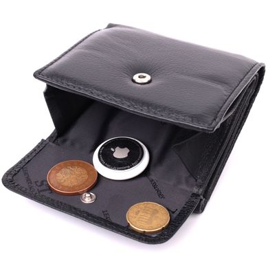 Компактный женский кошелек с монетницей снаружи из натуральной кожи ST Leather 22542 Черный