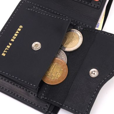Надежное кожаное портмоне из винтажной кожи в два сложения Украина GRANDE PELLE 16735 Черный