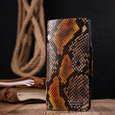 Необычное женское портмоне из натуральной фактурной кожи под змею KARYA 21004 Разноцветный