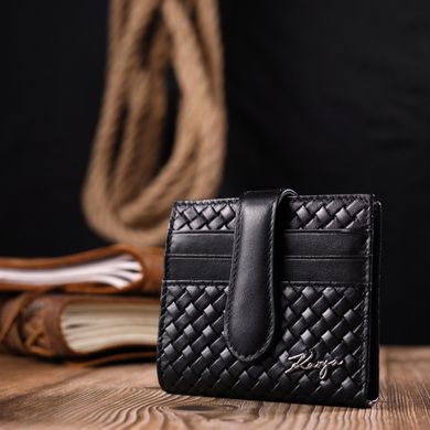 Плетеный женский бумажник из натуральной кожи KARYA 20954 Черный