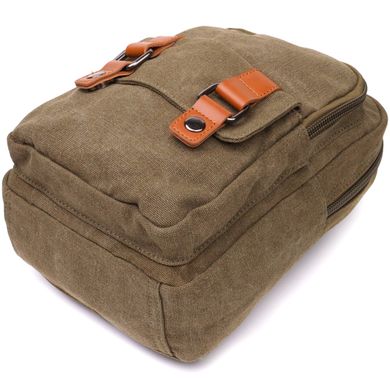 Сумка-рюкзак в стиле милитари с двумя отделениями из плотного текстиля Vintage 22163 Оливковый