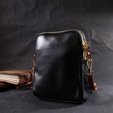 Зручна сумка трапеція для жінок з натуральної шкіри Vintage 22269 Чорна