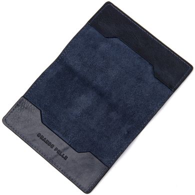 Універсальна шкіряна обкладинка на паспорт GRANDE PELLE 11479 Темно-синій