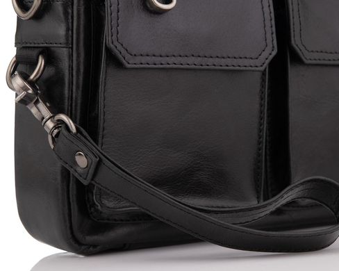 Горизонтальная сумка через плечо кожаная Tiding Bag 720A Черный