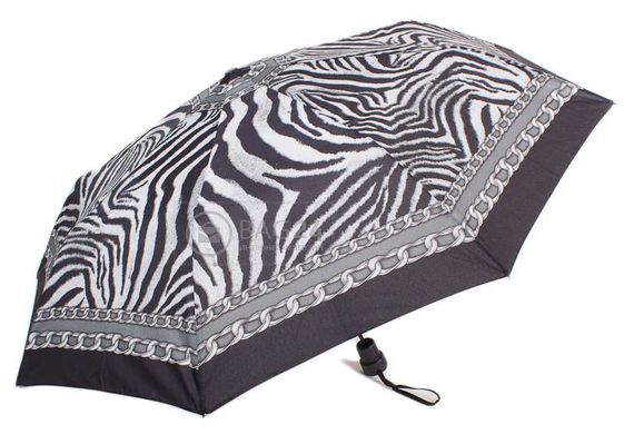 Жіноча парасолька забарвлення зебра, напівавтомат RAINY DAYS U72255-grey-chain, Чорний