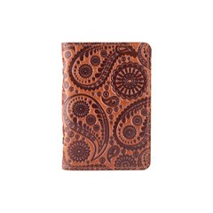 Универсальная янтарная кожаная обложка-органайзер для ID паспорта / карт, коллекция "Buta Art"