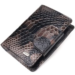 Місткий вертикальний жіночий гаманець з натуральної шкіри з тисненням під змію CANPELLINI 21676 Різнокольоровий