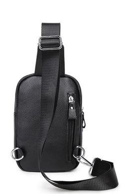 Мужской черный кожаный слинг на плечо Tiding Bag A25F-1922A Черный
