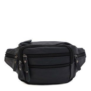 Мужская кожаная сумка на пояс Borsa Leather K1429f-black