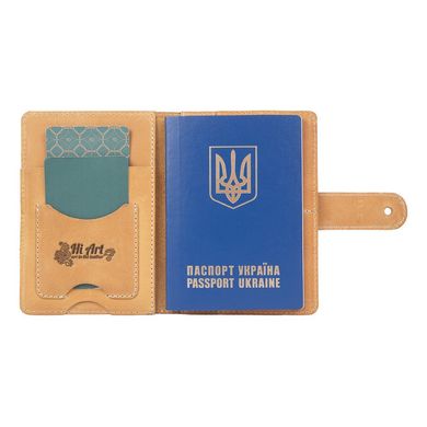 Кожаное портмоне для паспорта / ID документов HiArt PB-02/1 Shabby Honey "Mehendi Classic"