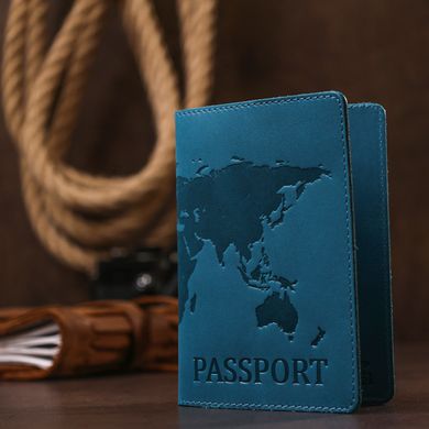 Стильна шкіряна обкладинка на паспорт Shvigel 16552 Бірюзовий
