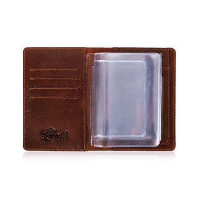 Кожаное дизайнерское портмоне для документов коньячного цвета, коллекция "Let's Go Travel"