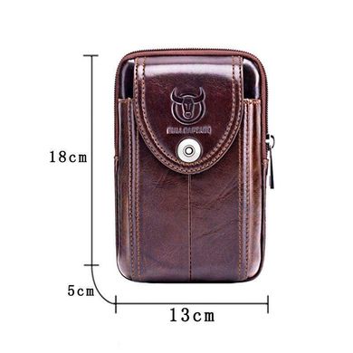 Напоясная сумка-чехол для смартфона T1397 Bull из натуральной кожи Коричневый