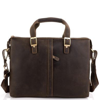 Деловая мужская кожаная сумка для ноутбука и документов Tiding Bag D4-004R Коричневый