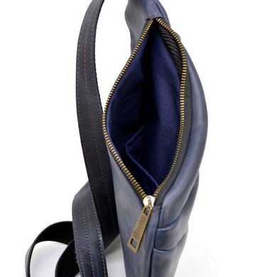 Чоловіча шкіряна сумка-слінг RK-6402-3md темно-синя бренд TARWA Синій