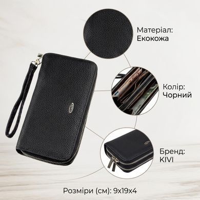 Кошелек женский из зернистой экокожи KIVI 19045 Черный