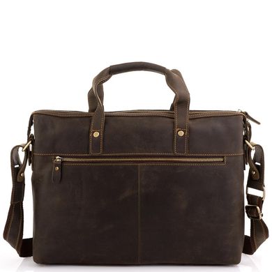 Деловая мужская кожаная сумка для ноутбука и документов Tiding Bag D4-004R Коричневый