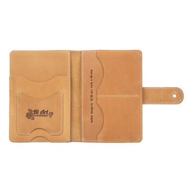 Кожаное портмоне для паспорта / ID документов HiArt PB-02/1 Shabby Honey "Mehendi Classic"