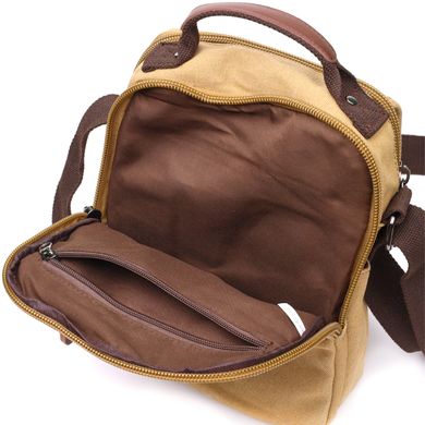 Мужская сумка почтальонка на плечо из плотного текстиля Vintage 22229 Песочный