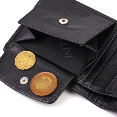 Практичний компактний гаманець із вкладишем для посвідчення для чоловіків з натуральної гладкої шкіри CANPELLINI 21876 Чорний