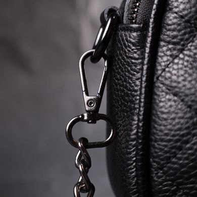 Стеганая сумка для женщин из мягкой натуральной кожи Vintage 22325 Черная
