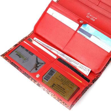 Стильний жіночий гаманець із натуральної фактурної шкіри під змію KARYA 21010 Червоний