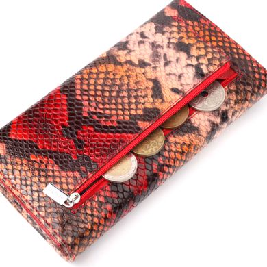 Стильный женский кошелек из натуральной фактурной кожи под змею KARYA 21010 Красный