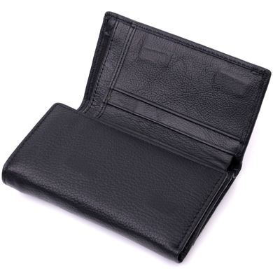 Зручний жіночий гаманець у три складання з натуральної шкіри ST Leather 19468 Чорний