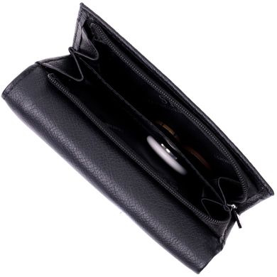 Зручний жіночий гаманець у три складання з натуральної шкіри ST Leather 19468 Чорний