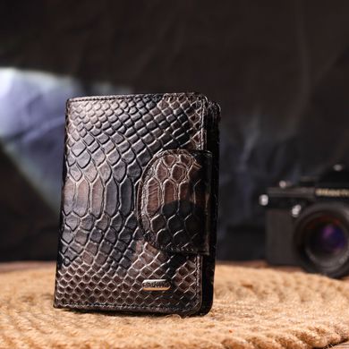 Місткий вертикальний жіночий гаманець з натуральної шкіри з тисненням під змію CANPELLINI 21676 Різнокольоровий