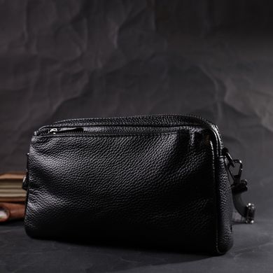 Жіноча сумка-клатч із м'якої натуральної шкіри Vintage 22375 Чорна