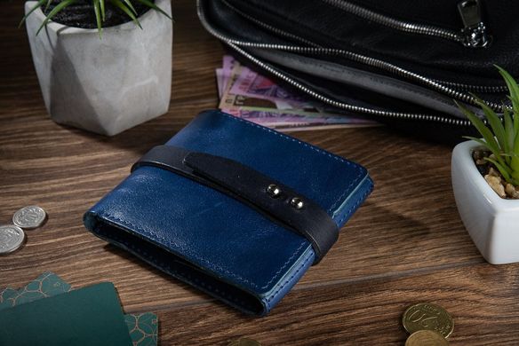 Зручний маленький гаманець на кобурною гвинті з натуральної шкіри блакитного кольору