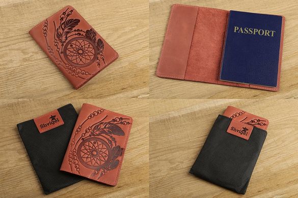 Ексклюзивна обкладинка для паспорта з вінтажній шкіри SHVIGEL 13792 Червона