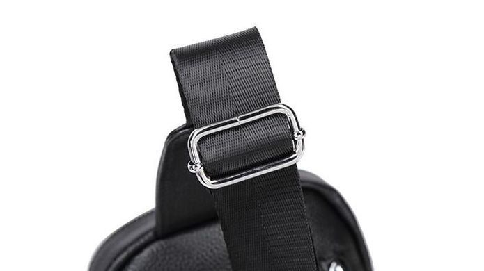 Мужской черный кожаный слинг на плечо Tiding Bag A25F-1922A Черный