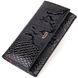 Элегантный лакированный кошелек для женщин из натуральной фактурной кожи с тиснением под рептилию CANPELLINI 21826 Черный