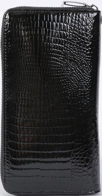 Стильний лакований жіночий гаманець з натуральної шкіри De Loris 10152, Чорний