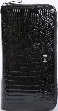 Стильний лакований жіночий гаманець з натуральної шкіри De Loris 10152, Чорний