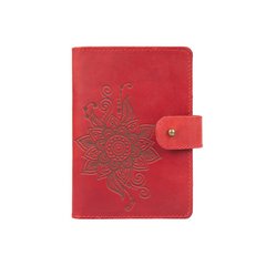 Шкіряне портмоне для паспорта / ID документів HiArt PB-02/1 Shabby Red Berry "Mehendi Classic"