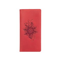 Оригинальный красный бумажник на 14 карт с натуральной матовой кожи, коллекция "Mehendi Classic"
