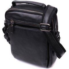 Чоловіча сумка вертикального формату на плече з натуральної шкіри Vintage sale_15050 Чорний