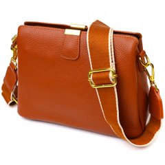 Стильная женская сумка на три отделения из натуральной кожи 22105 Vintage Рыжая