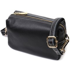 Женская элегантная сумка с двумя ремнями из натуральной кожи Vintage 22276 Черный