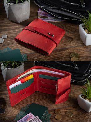 Зручний маленький гаманець на кобурною гвинті з натуральної шкіри червоного кольору