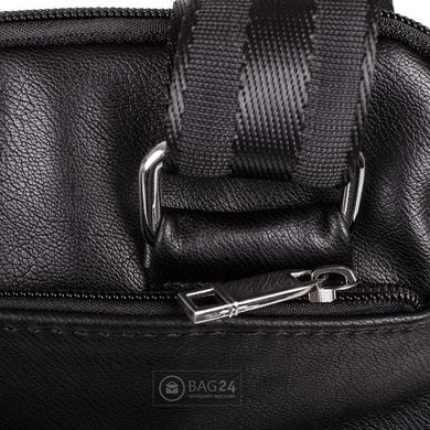 Надійна чоловіча сумка зі шкірозамінника MIS MS34155, Чорний