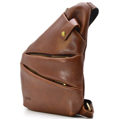 Чоловіча сумка-слінг через плече TARWA GB-6402-3md Наппа коньяк Рудий