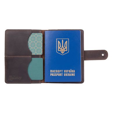 Шкіряне портмоне для паспорта / ID документів HiArt PB-03S / 1 Shabby Gavana Brown "Mehendi Art"