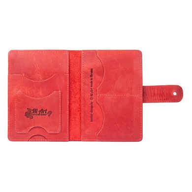Кожаное портмоне для паспорта / ID документов HiArt PB-02/1 Shabby Red Berry "Mehendi Classic"