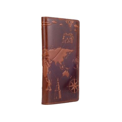 Гарний шкіряний гаманець на 14 карт кольору глини, колекція "7 wonders of the world"