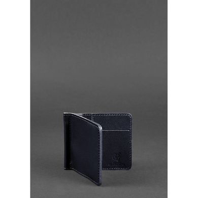 Мужское кожаное портмоне синее Краст 1.0 зажим для денег Blanknote BN-PM-1-navy-blue
