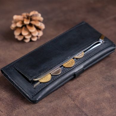Бумажник мужской из винтажной кожи SHVIGEL 16209 Черный